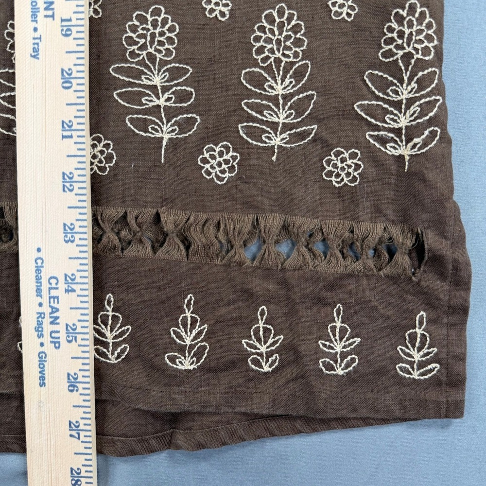 David Dart Woman Linen Embroidered Brown Vest 1X Boho Cottagecore - Picture 7 of 9